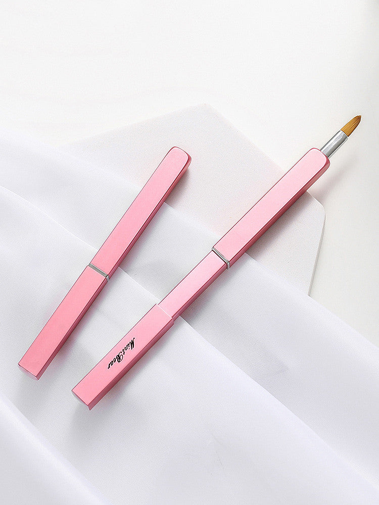 Mint Bear Retractable Portable Lip Brush Rose Fiber Hair Lipstick Brush