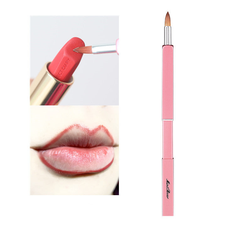 Mint Bear Retractable Portable Lip Brush Rose Fiber Hair Lipstick Brush