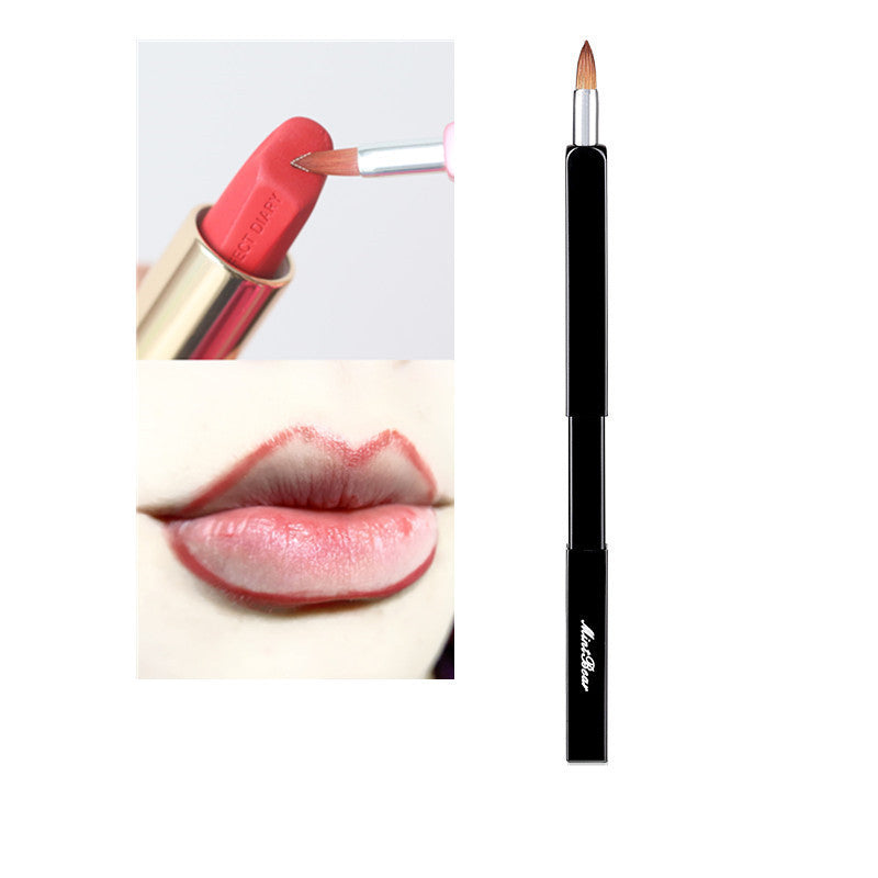 Mint Bear Retractable Portable Lip Brush Rose Fiber Hair Lipstick Brush
