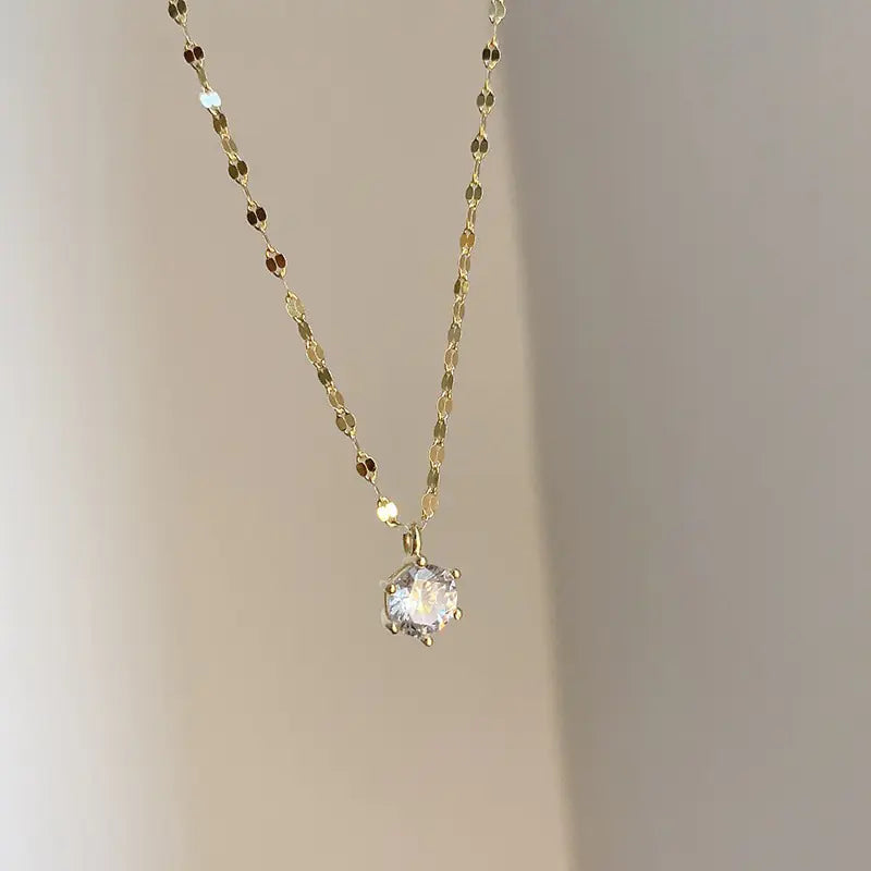 925 Sterling Silver Solo Diamond Necklace