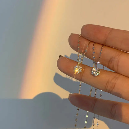 925 Sterling Silver Solo Diamond Necklace