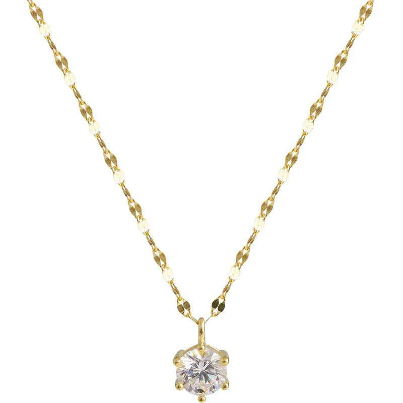 925 Sterling Silver Solo Diamond Necklace